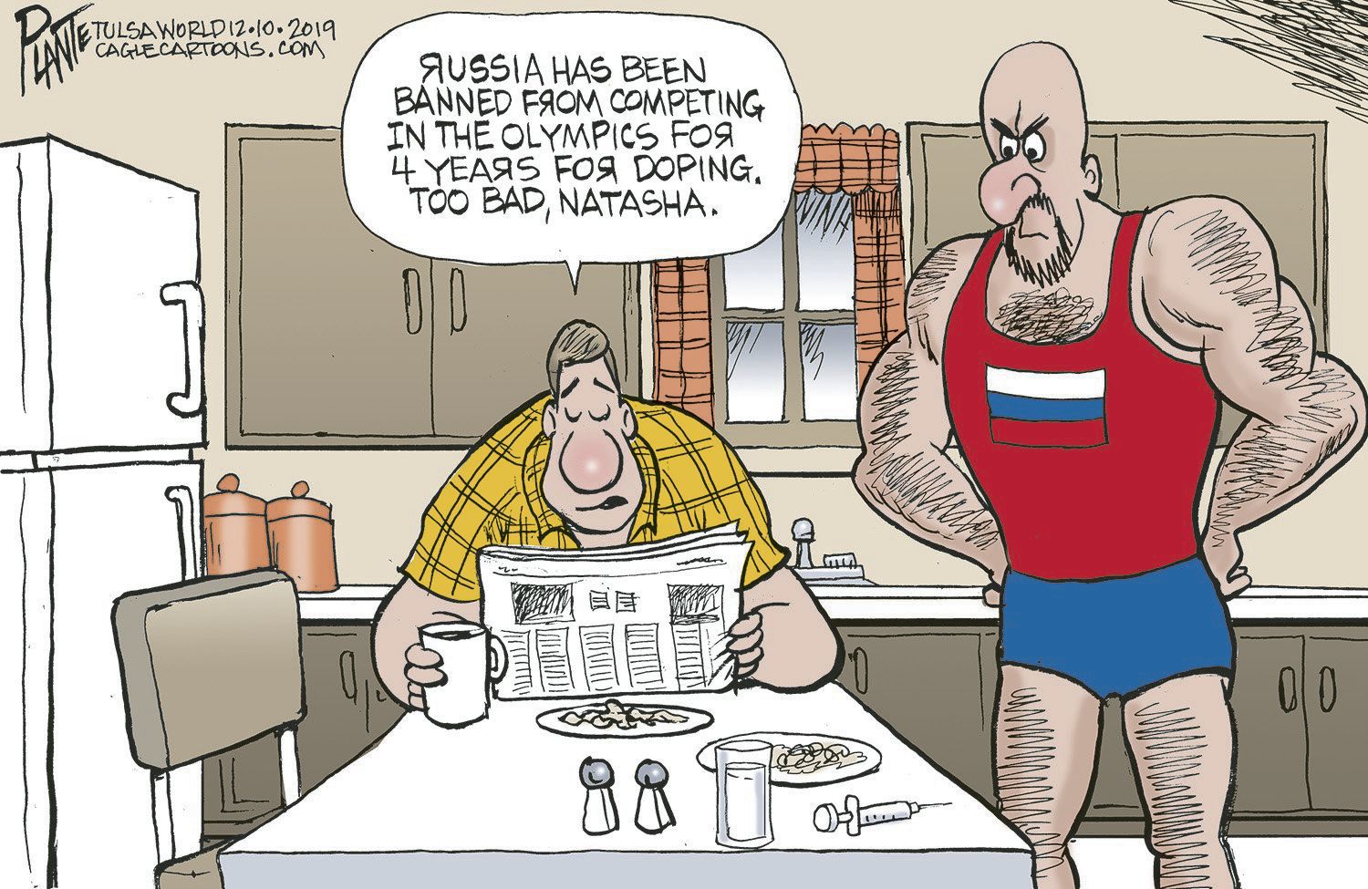 Bruce Plante Cartoon: Russia banned from Olympics